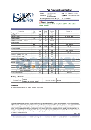 PLL350-2444 datasheet - PLL Product Specification