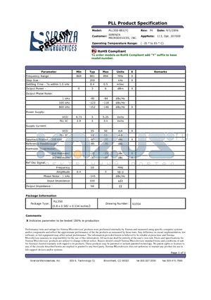 PLL350-881 datasheet - PLL Product Specification