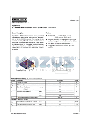 NDH833N datasheet - N-Channel Enhancement Mode Field Effect Transistor