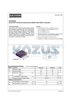 NDH8520C datasheet - Dual N & P-Channel Enhancement Mode Field Effect Transistor