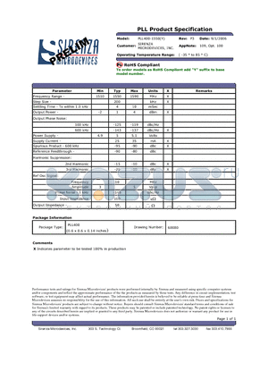 PLL400-1550 datasheet - PLL Product Specification