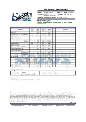 PLL400-1550Y datasheet - PLL Product Specification