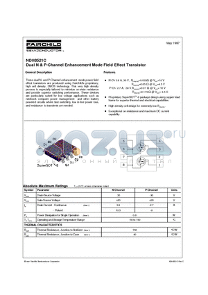 NDH8521C datasheet - Dual N & P-Channel Enhancement Mode Field Effect Transistor