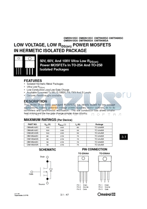 OM75N05SC datasheet - LOW VOLTAGE, LOW RDS(on) POWER MOSFETS IN HERMETIC ISOLATED PACKAGE