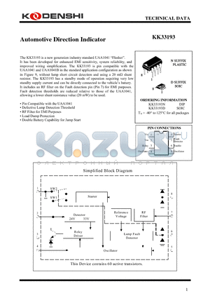 KK33193N datasheet - Automotive Direction Indicator