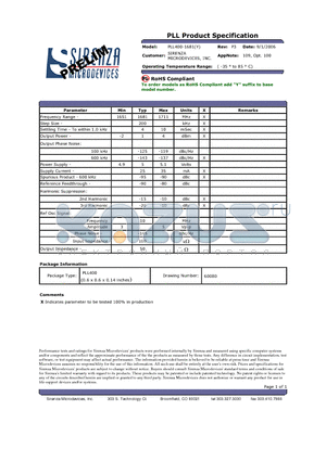PLL400-1681Y datasheet - PLL Product Specification