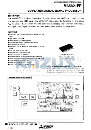 M65821FP datasheet - CD PLAYER DIGITAL SIGNAL PROCESSOR