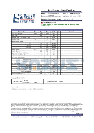 PLL400-1950A datasheet - PLL Product Specification
