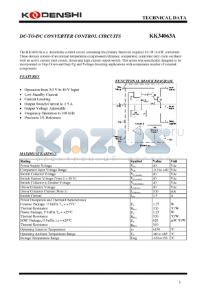 KK34063A datasheet - DC-TO-DC CONVERTER CONTROL CIRCUITS