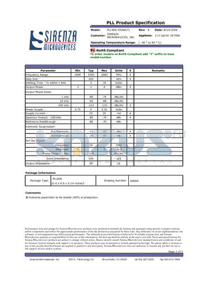 PLL400-1950AY datasheet - PLL Product Specification