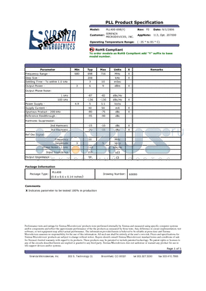 PLL400-698 datasheet - PLL Product Specification