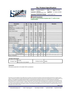 PLL400-2200A datasheet - PLL Product Specification