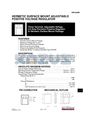 OM7628NM datasheet - HERMETIC SURFACE MOUNT ADJUSTABLE POSITIVE VOLTAGE REGULATOR