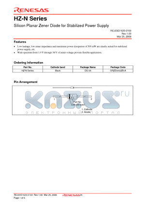 HZ-N datasheet - Silicon Planar Zener Diode for Stabilized Power Supply