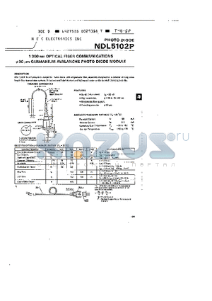 NDL5102P datasheet - 1300nm OPTICAL FIBER COMMUNICATIONS pi=30um GERMANIUM AVALANCHE PHOTO DIODE MODULE