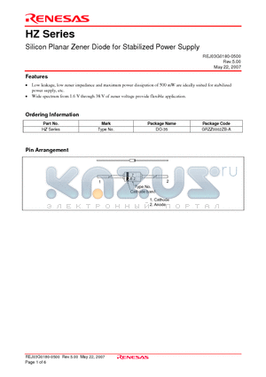 HZ11 datasheet - Silicon Planar Zener Diode for Stabilized Power Supply