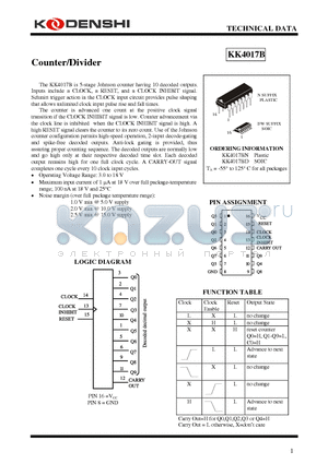 KK4017BD datasheet - Counter/Divider