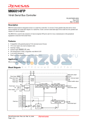 M66014FP datasheet - 16-bit Serial Bus Controller