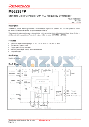 M66238FP datasheet - Standard Clock Generator with PLL Frequency Synthesizer
