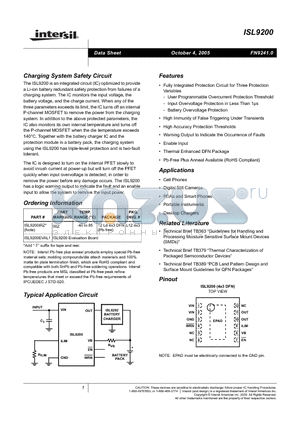 ISL9200IRZ datasheet - Charging System Safety Circuit
