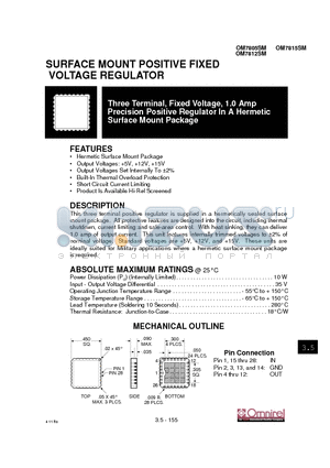 OM7812SM datasheet - SURFACE MOUNT POSITIVE FIXED VOLTAGE REGULATOR