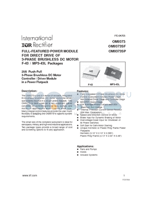 OM9373SF datasheet - FULL-FEATURED POWER MODULE FOR DIRECT DRIVE OF 3-PHASE BRUSHLESS DC MOTOR