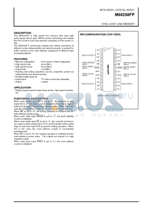 M66258 datasheet - 8192 x 8-BIT LINE MEMORY