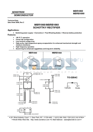 MBR1060 datasheet - SCHOTTKY RECTIFIER