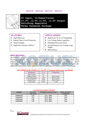 OM9551SP datasheet - 5V Input, 3A Output Current 3.3V, 2.5V 1.8V, 1.5V Output Switching Regulator Three Terminal Package