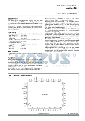 M66281FP datasheet - 5120 x 8-BIT x 2 LINE MEMORY