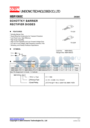 MBR1060CG-TA3-T datasheet - SCHOTTKY BARRIER RECTIFIER DIODES