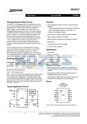 ISL9212 datasheet - Charging System Safety Circuit