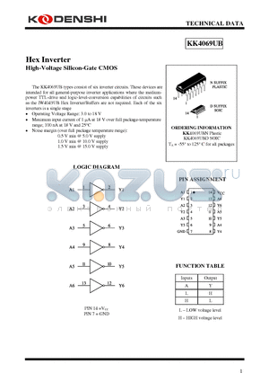 KK4069UB datasheet - Hex Inverter High-Voltage Silicon-Gate CMOS