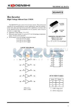 KK4069UBD datasheet - Hex Inverter High-Voltage Silicon-Gate CMOS