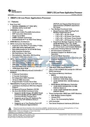 OMAP-L138 datasheet - OMAP-L138 Low-Power Applications Processor