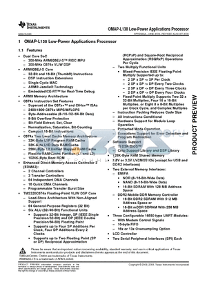 OMAP-L138 datasheet - OMAP-L138 Low-Power Applications Processor