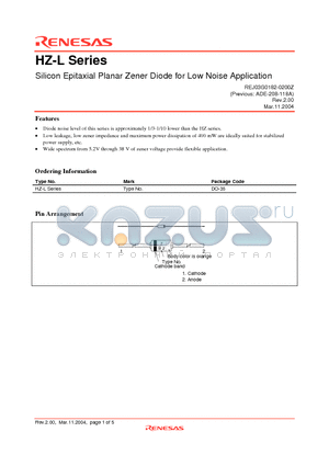 HZ12C3L datasheet - Silicon Epitaxial Planar Zener Diode for Low Noise Application