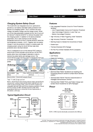 ISL9212BIRZ datasheet - Charging System Safety Circuit