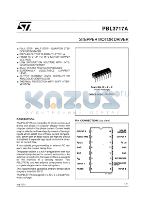 PBL3717A_03 datasheet - STEPPER MOTOR DRIVER