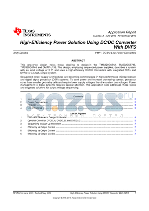 OMAP-L138 datasheet - High-Efficiency Power Solution Using DC/DC Converter With DVFS