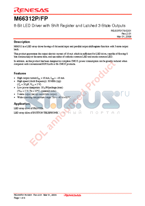 M66312P datasheet - 8-Bit LED Driver with Shift Register and Latched 3-State Outputs