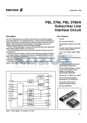 PBL3766/6N datasheet - Subscriber Line Interface Circuit