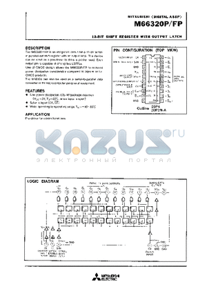 M66320P datasheet - 12-BIT SHIFT REGISTER WITH OUTPUT LATCH