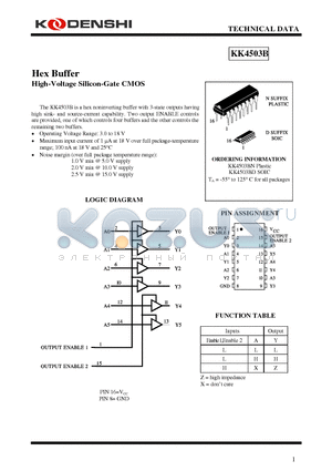 KK4503B datasheet - Hex Buffer High-Voltage Silicon-Gate CMOS