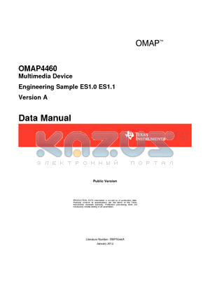 OMAPL137-HT datasheet - Multimedia Device Engineering Sample ES1.0 ES1.1 Version A