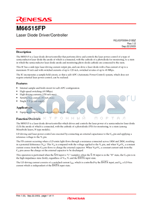 M66515FP datasheet - Laser Diode Driver/Controller