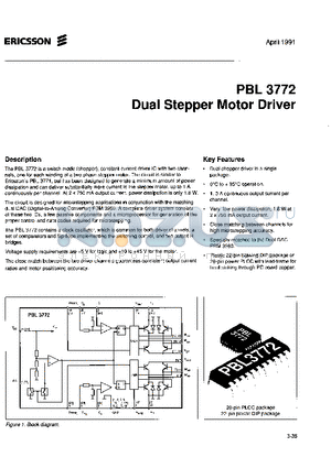 PBL3772 datasheet - DUAL STEPPER MOTOR DRIVER