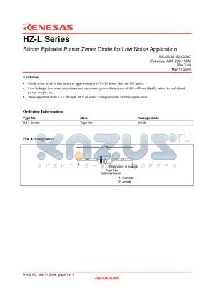 HZ15L datasheet - Silicon Epitaxial Planar Zener Diode for Low Noise Application