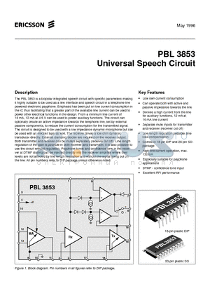 PBL3853SO-T datasheet - Universal Speech Circuit