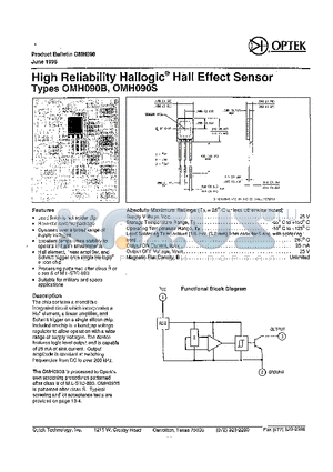 OMH090B datasheet - high Reliability Hallogic Hall Effect Sensor